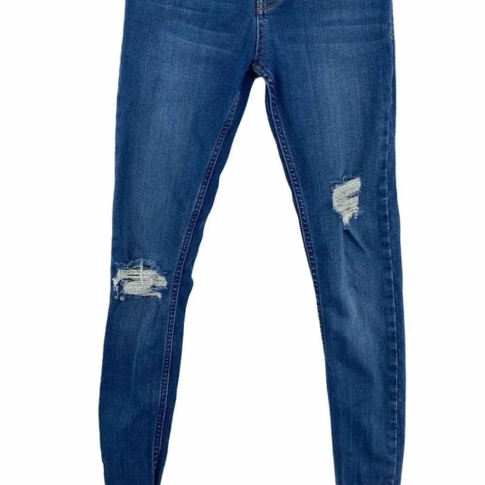 Free People‎ Jeans Womens 24 Skinny Raw Hem Ripped Boho Shark bite Indie Sleaze